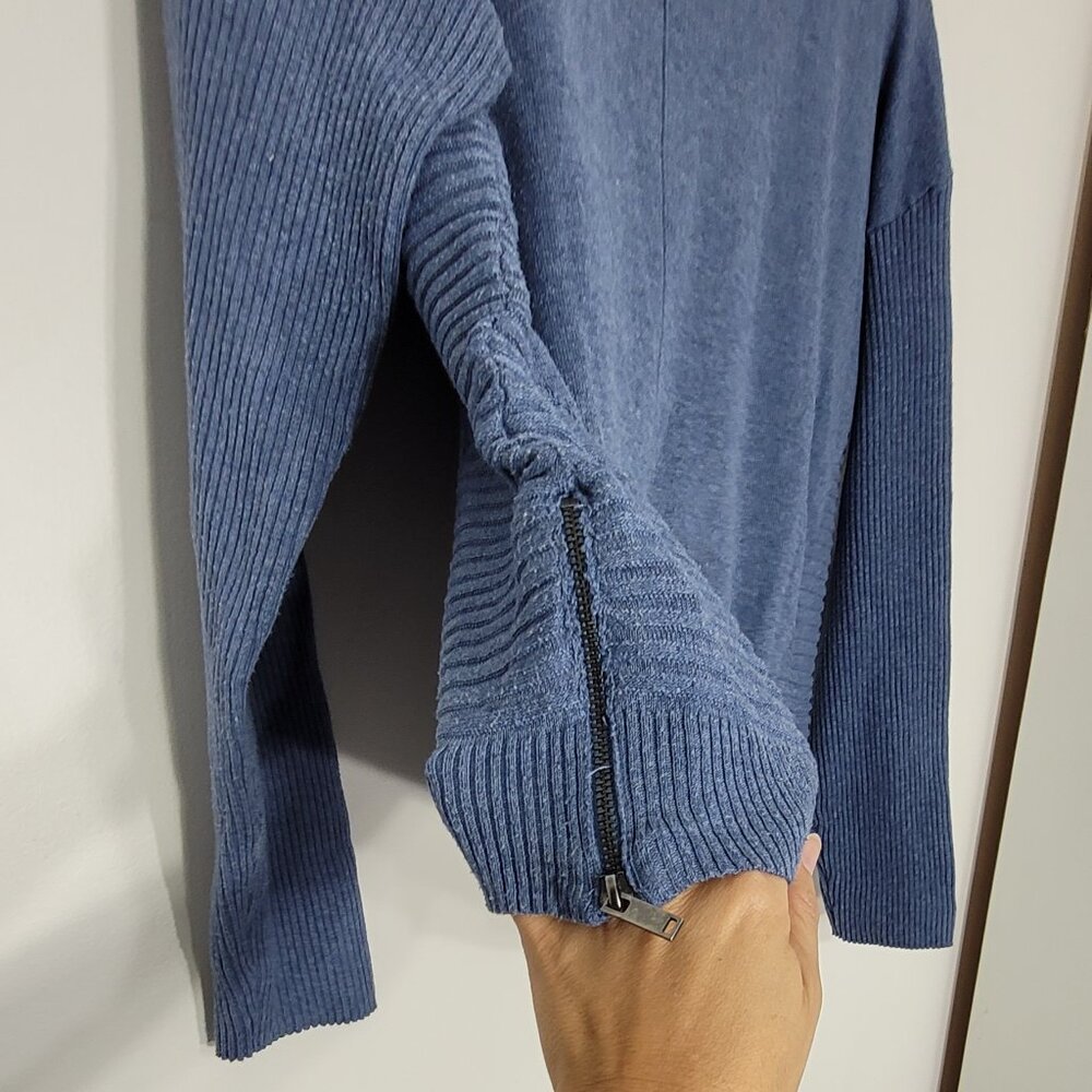 Peyta Primase Womens Blue Side Zip Long-Sleeve Crew Neck Pullover Sweater Large - Picture 4 of 10